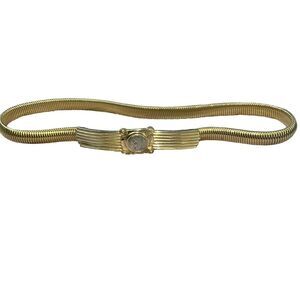 Accessocraft NYC Vintage Goldtone Stretch Belt Coin Medallion Face Small !